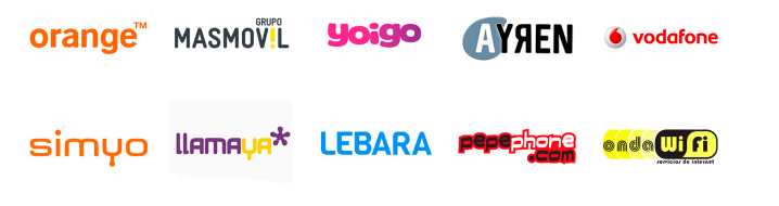 Logos de empresas de operadores internet y fibra